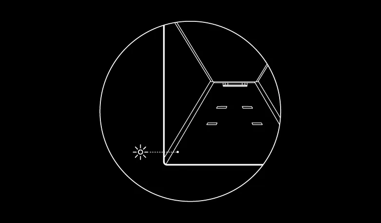 Ubicación de la luz de estado en la parte trasera de la Starlink Mini